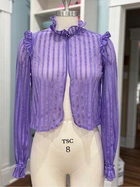 Vintage 70s/80s Burnout Stripe Ruffled Lavender Clowncore Bolero